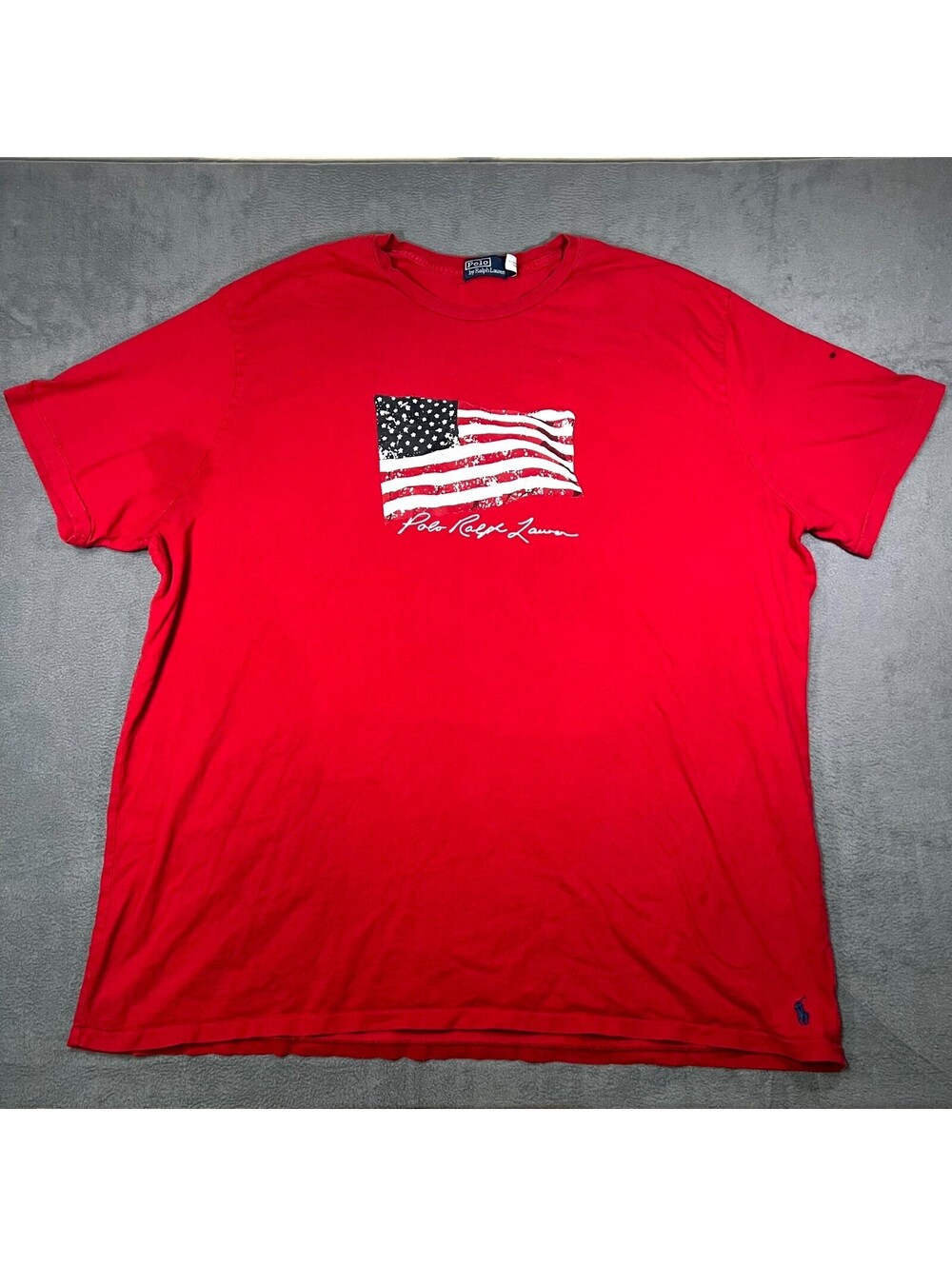 Polo Ralph Lauren T-Shirt Red Mens 4XB American Flag Logo Short Sleeve Oversized